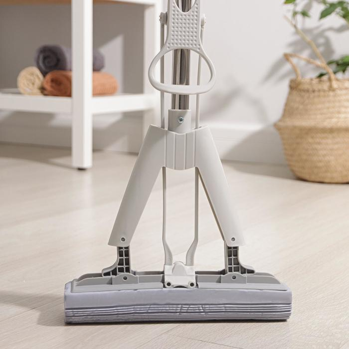 Швабра для мытья пола PVA Доляна, со складным отжимом, насадка 6&times;28 см, телескопическая стальная ручка 105(135) см