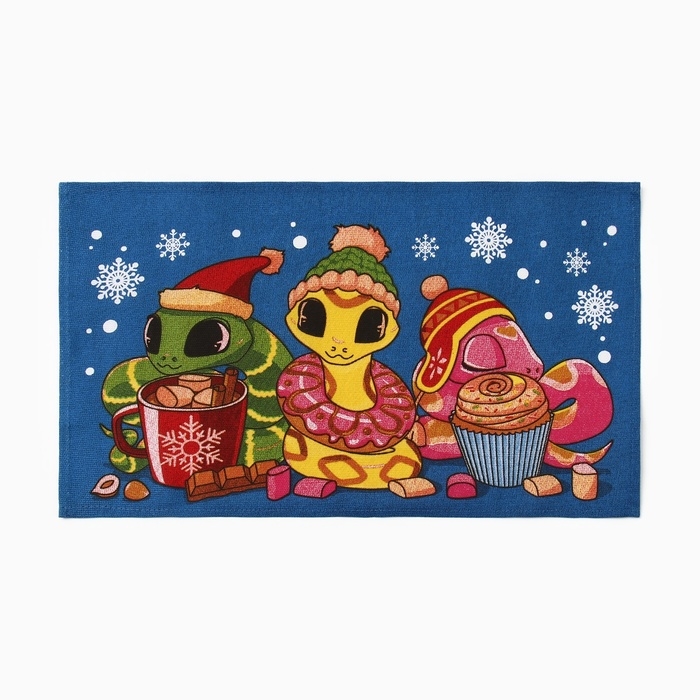 Новый год. Символ года. Змея. Набор полотенец Доляна "Пусть все мечты исполнятся" 28х46 см - 3шт, 100% хл, рогожка 164 г/м