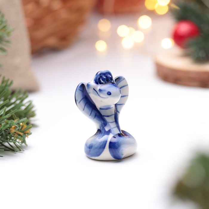 Новый год. Сувенир символ года 2025 Новый год. Сувенир символ года 2025 "Змея Красотка", гжель, 5 см