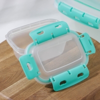 Набор пищевых герметичных контейнеров, 3 шт: 380 мл, 0,8 л, 1,5 л, прозрачные, крышка голубая