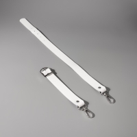 Ручка для сумки из натуральной кожи, регулируемая, с карабинами, 60 &plusmn; 2 см &times; 2,5 см, цвет белый/серебряный