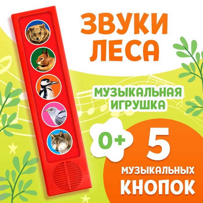 Музыкальная развивающая игрушка «Звуки леса», 5 кнопок Музыкальная развивающая игрушка «Звуки леса», 5 кнопок
