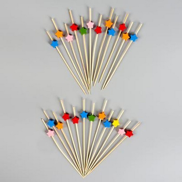 Шпажки &laquo;Звёзды&raquo;, в наборе 24 шт., цвета МИКС