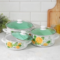 Набор кастрюль &laquo;Лимонный сет&raquo;, 3 предмета: 2 л, 3 л ,4 л, индукция