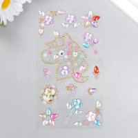 Наклейка пластик стразы "Единорожка" МИКС 19х9 см