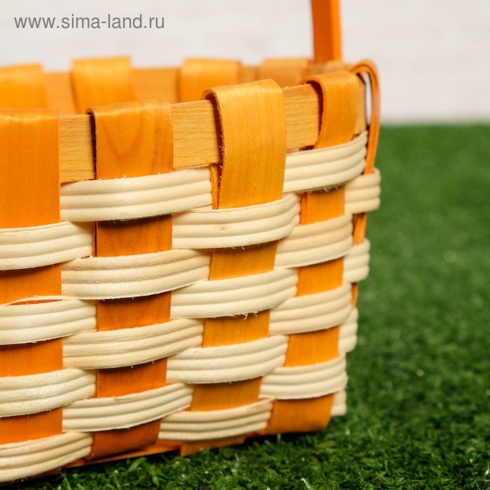 Корзина плетеная, оранжевая,16,5&times;9,5&times;20 см, шпон