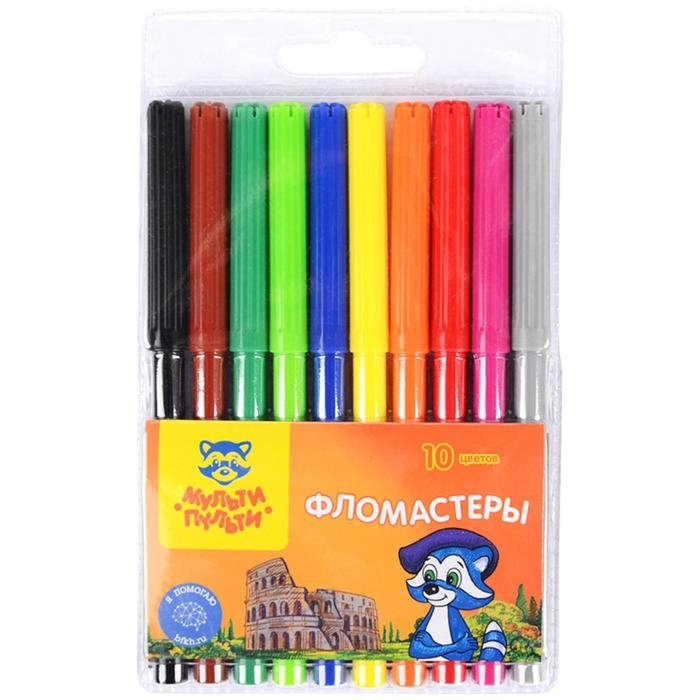Фломастеры 10 цветов Мульти-Пульти «Енот в Италии», смываемые Фломастеры 10 цветов Мульти-Пульти «Енот в Италии», смываемые
