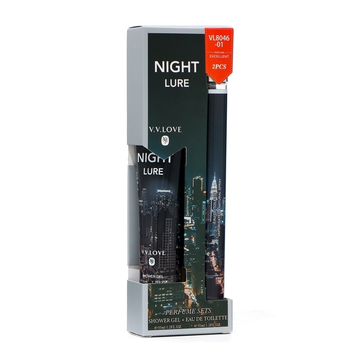 Парфюмерный набор мужской Night Lure: Туалетная вода, 35мл + Гель для душа, 35мл