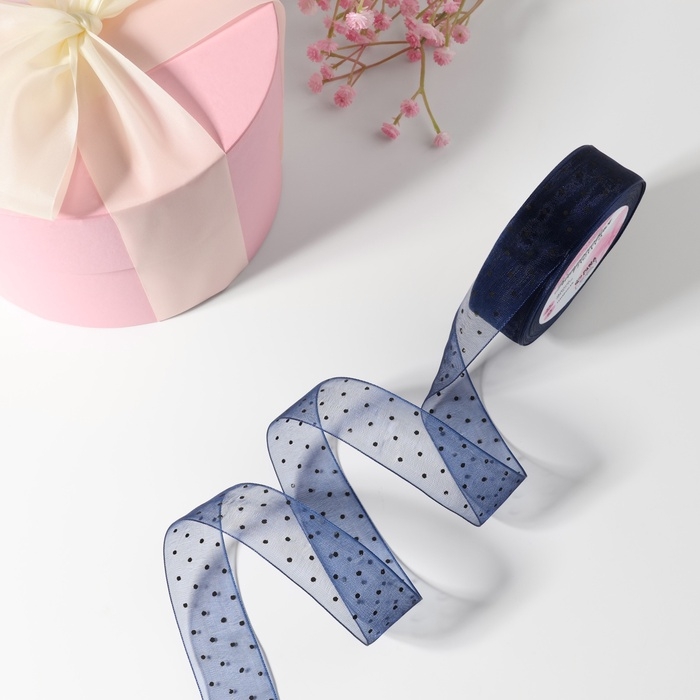 Лента капроновая &laquo;Горох&raquo;, 25 мм, 23 &plusmn; 1 м, цвет тёмно-синий