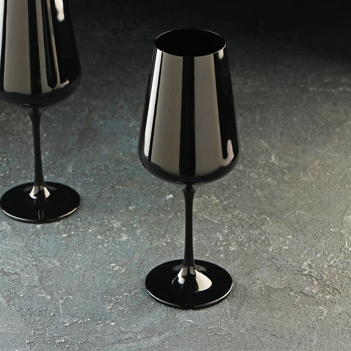 Набор бокалов для вина Bohemia Crystal &laquo;Сандра&raquo;, 450 мл, 2 шт, цвет чёрный