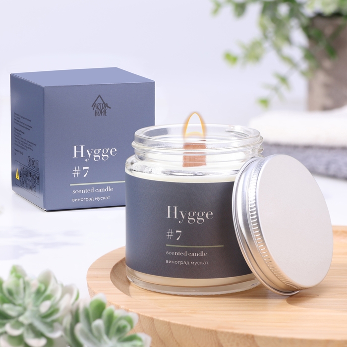 Свеча ароматическая Свеча ароматическая "Hygge" #7 Виноград Мускат, соевый воск, в банке, 90 г