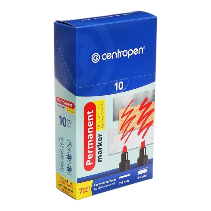 Маркер перманентный скошенный 5.0 мм Centropen 8516, цвет чёрный (стойкий к высыханию)