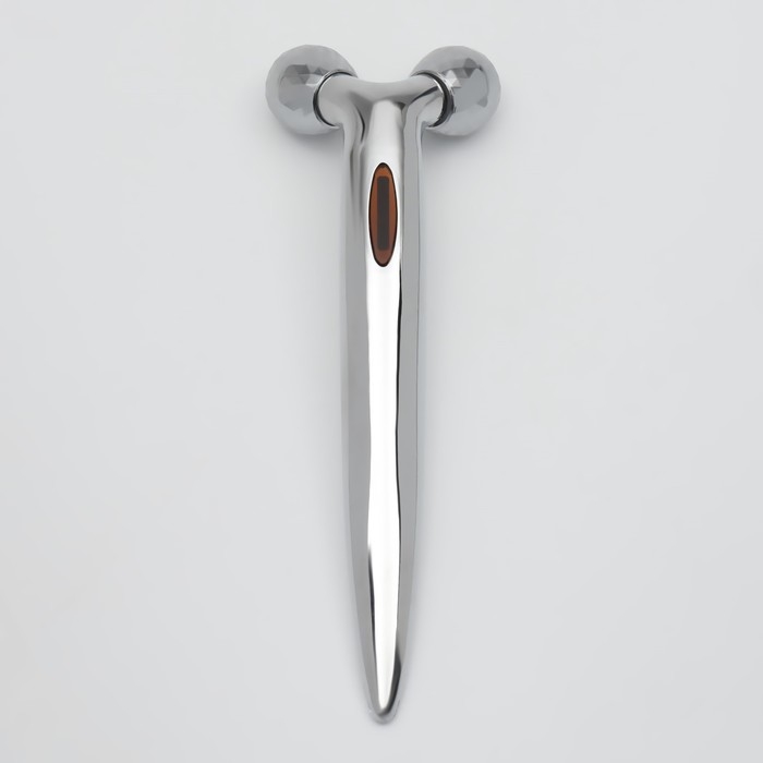 Массажёр для лица и зоны декольте, 2 шара, 14,3 &times; 4,5 см, цвет серебристый