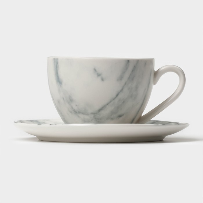 Набор чайный фарфоровый Magistro Real Marble, 4 предмета: 2 чашки 150 мл, 2 блюдца d=12,5 см Набор чайный фарфоровый Magistro Real Marble, 4 предмета: 2 чашки 150 мл, 2 блюдца d=12,5 см