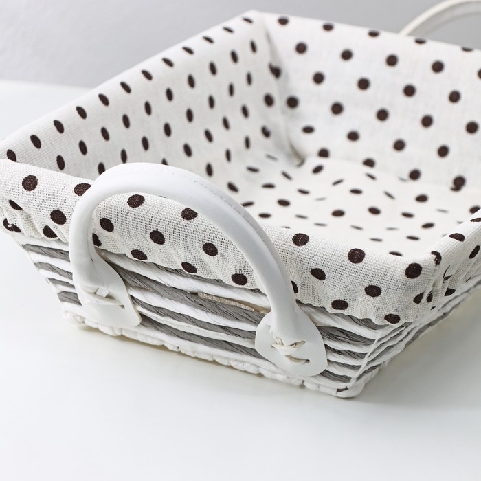 Корзина для хранения плетёная ручной работы Доляна &laquo;Горох&raquo;, 30&times;20&times;7 см, цвет шоколад-белый