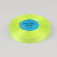 Лента атласная, 12 мм &times; 33 &plusmn; 2 м, цвет неоновый зелёный №057