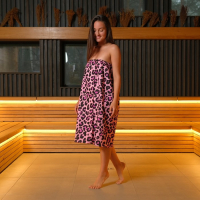 Полотенце для бани Leopard женское парео, 80х150&plusmn;4 см,хл., ваф. полотно, 160 гр/м2