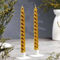 Набор свечей витых, 2,3х 24,5 см, 5 ч, 50 г, 2 штуки, золотой Набор свечей витых, 2,3х 24,5 см, 5 ч, 50 г, 2 штуки, золотой