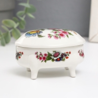 Шкатулка керамика на ножках "Букет цветов" 6,1х7,7х4,8 см