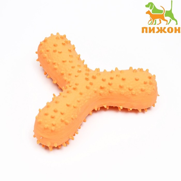 Игрушка пищащая для собак из латекса Игрушка пищащая для собак из латекса "Бумеранг", 12 см, жёлтая