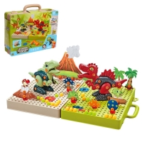 Конструктор винтовая мозаика &laquo;Диномир&raquo;, с электрическим шуруповёртом, 212 деталей