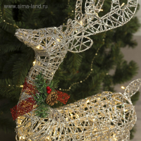 Светодиодная фигура «Олень с санями серебристый», олень: 50 × 85 × 18 см, сани: 70 × 43 × 22 см, металл, 220 В, свечение тёплое белое Светодиодная фигура «Олень с санями серебристый», олень: 50 × 85 × 18 см, сани: 70 × 43 × 22 см, металл, 220 В, свечение тёплое белое