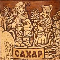 Туес &laquo;Деревня", сахар, 10 х 10 х 14 см