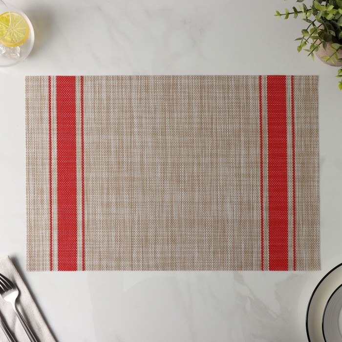 Салфетка сервировочная на стол «Две полосы», 45×30 см, цвет красный Салфетка сервировочная на стол «Две полосы», 45×30 см, цвет красный