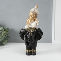 Сувенир полистоун "Маленький Будда на чёрном слоне" 14х14х30 см Сувенир полистоун "Маленький Будда на чёрном слоне" 14х14х30 см