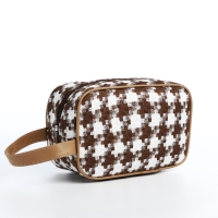 Косметичка на молнии, цвет белый/коричневый Косметичка на молнии, цвет белый/коричневый