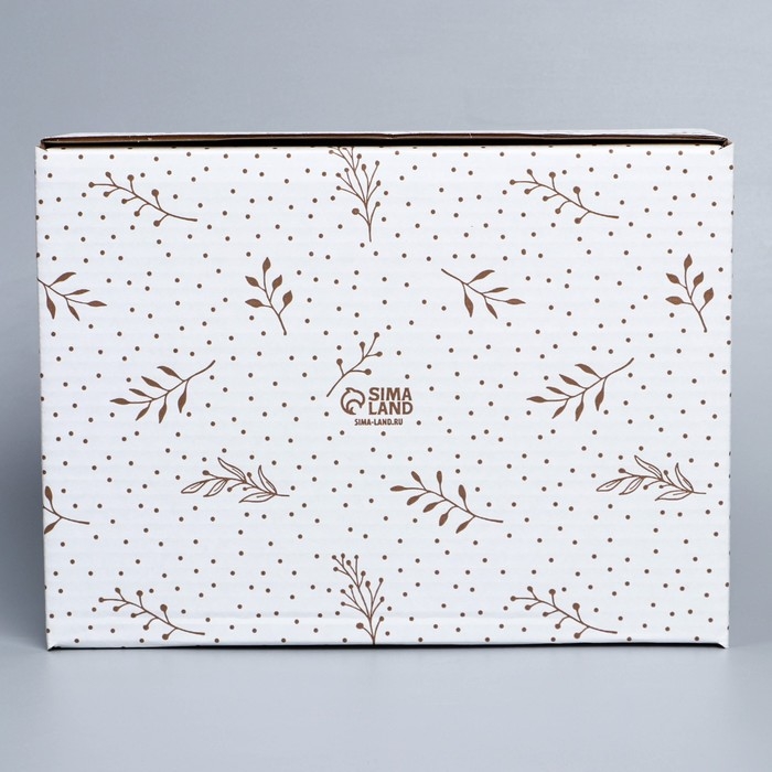 Коробка подарочная сборная, упаковка, &laquo;Веточки&raquo;, белый, 27 х 21 х 9 см