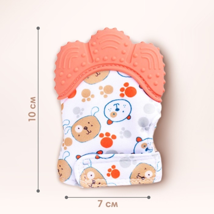 Прорезыватель-рукавичка «Собачки», цвет красный, Крошка Я Прорезыватель-рукавичка «Собачки», цвет красный, Крошка Я