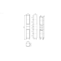 Пенал для ванной комнаты "Венге 30" белый, 30 х 25,5 х 190 см