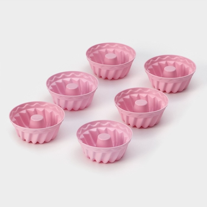 Набор форм для выпечки Доляна «Пальчики оближешь», силикон, 6 шт, 7×3 см, цвет розовый Набор форм для выпечки Доляна «Пальчики оближешь», силикон, 6 шт, 7×3 см, цвет розовый