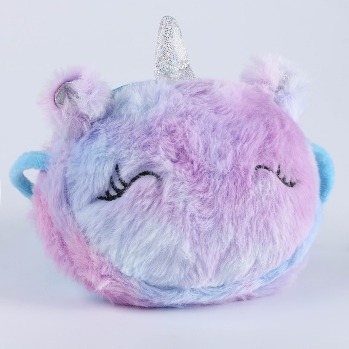 Плюшевая сумочка Плюшевая сумочка "Единорог" на шнурке, цвет сиреневый