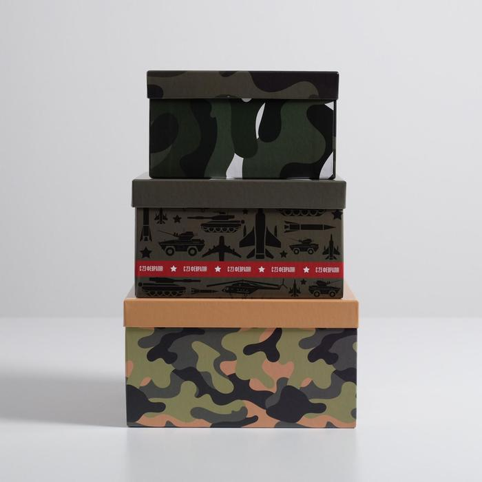 Набор коробок 3 в 1, упаковка подарочная, «23 февраля», 18 х 18 х 10‒22 х 22 х 12 см Набор коробок 3 в 1, упаковка подарочная, «23 февраля», 18 х 18 х 10‒22 х 22 х 12 см