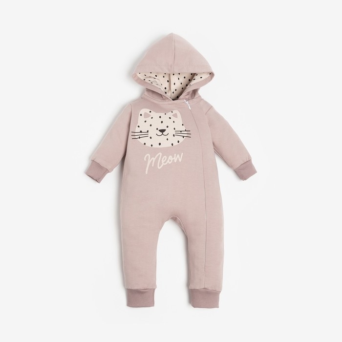 Комбинезон с капюшоном Крошка Я &laquo;Киса&raquo;, рост 68-74 см, цвет лиловый