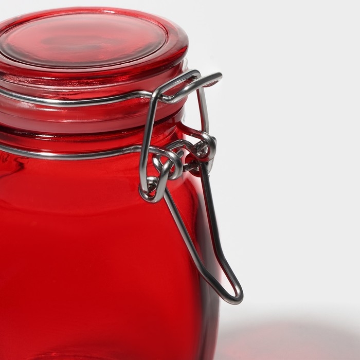 Банка стеклянная для хранения сыпучих продуктов &laquo;Овал&raquo;, 100 мл, 6&times;8,5 см, с бугельным замком, цвет МИКС