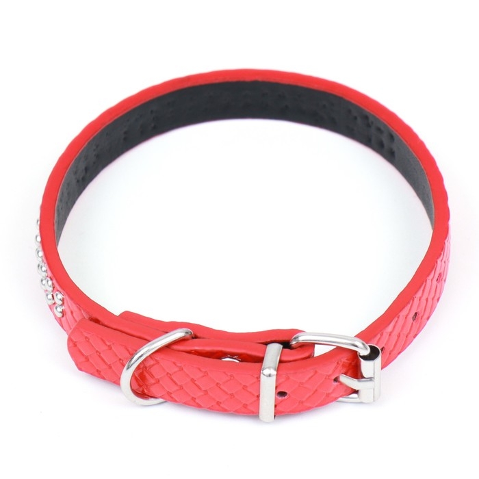 Ошейник рифленый с 2 рядами клепок, 33 х 1,2 см, ОШ 23-29, красный Ошейник рифленый с 2 рядами клепок, 33 х 1,2 см, ОШ 23-29, красный