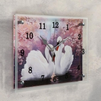 Часы-картина настенные, серия: Животный мир, "Лебеди", 25 х35 см Часы-картина настенные, серия: Животный мир, "Лебеди", 25 х35 см