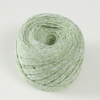 Трикотажная пряжа "Риббон" с люрексом 85м/170&plusmn;5 гр (Белый, люрекс: Салатовый)