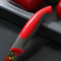 Нож кухонный с антиналипающим покрытием Доляна &laquo;Русский узор&raquo;, лезвие 8 см