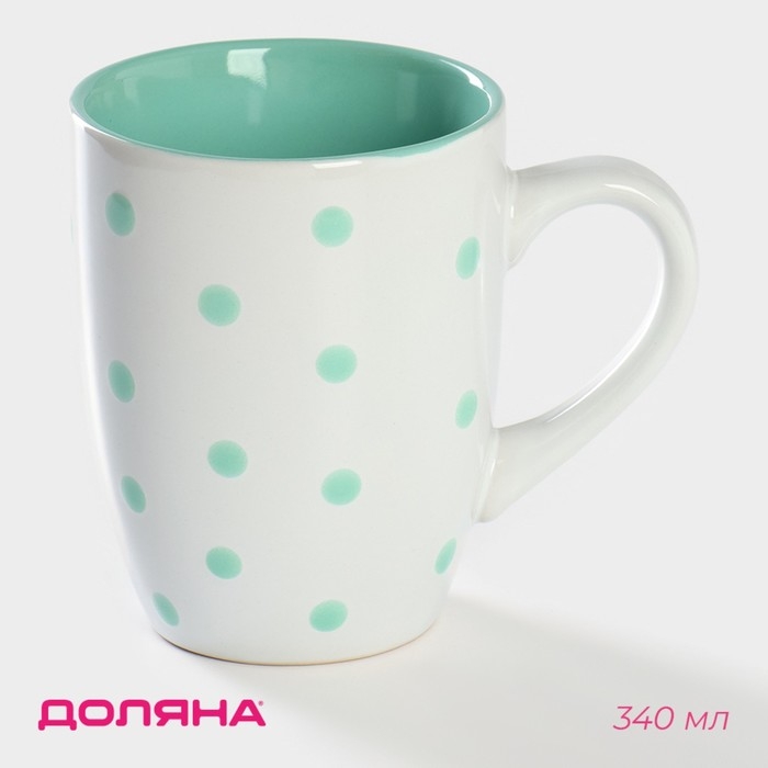 Кружка керамическая Доляна &laquo;Горох&raquo;, 340 мл, цвет мятный