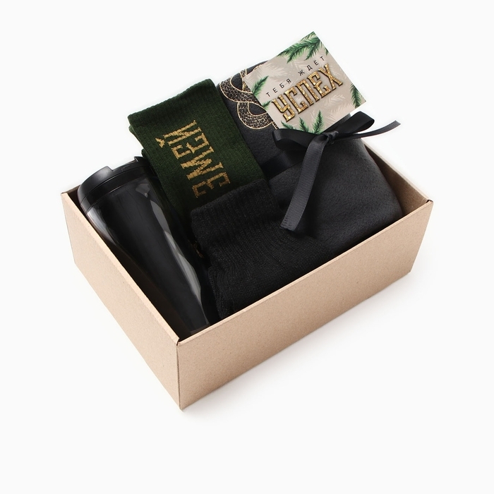 Набор подарочный "Змей" плед, носки, перчатки, термостакан