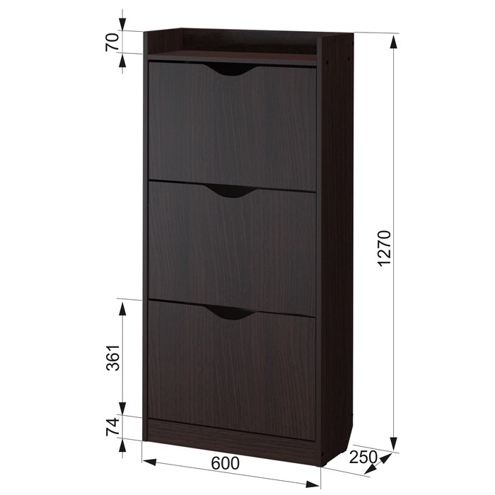 Обувница 63Б, 600х250х1250, Венге