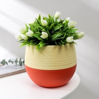 Горшок для цветов с поддоном &laquo;Япония&raquo;, 1,2 л, цвет бежево-коралловый