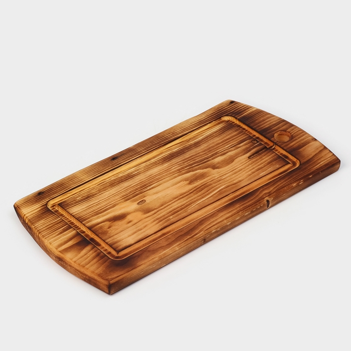 Доска разделочная в обжиге с кровостоком Wild Kitchen, 50&times;20-25&times;2,5 см, цельный массив кедра