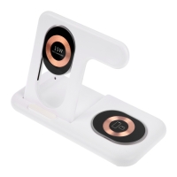 Беспроводное зарядное устройство 3 в 1 Y36, 15 W, складная, подсветка, USB, Type-C, белая Беспроводное зарядное устройство 3 в 1 Y36, 15 W, складная, подсветка, USB, Type-C, белая