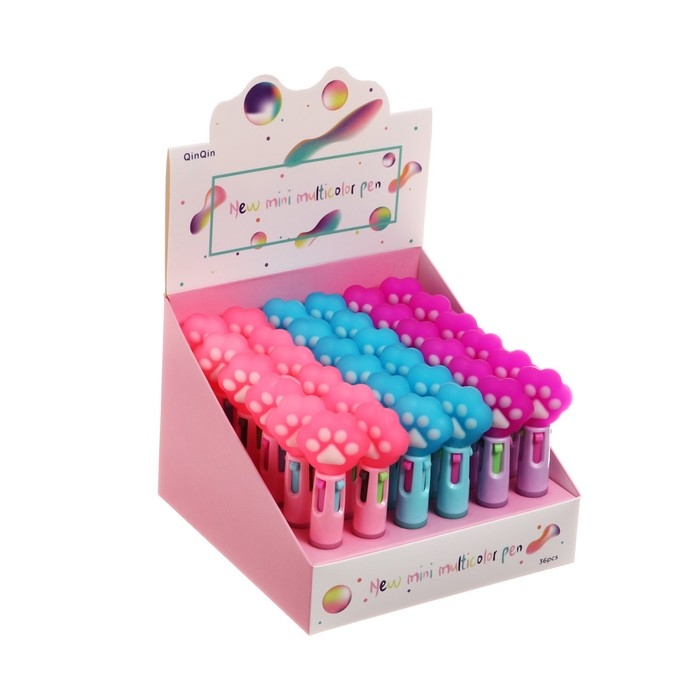 Ручка шариковая автоматическая 4-х цветная, мини, Лапка МИКС Ручка шариковая автоматическая 4-х цветная, мини, Лапка МИКС