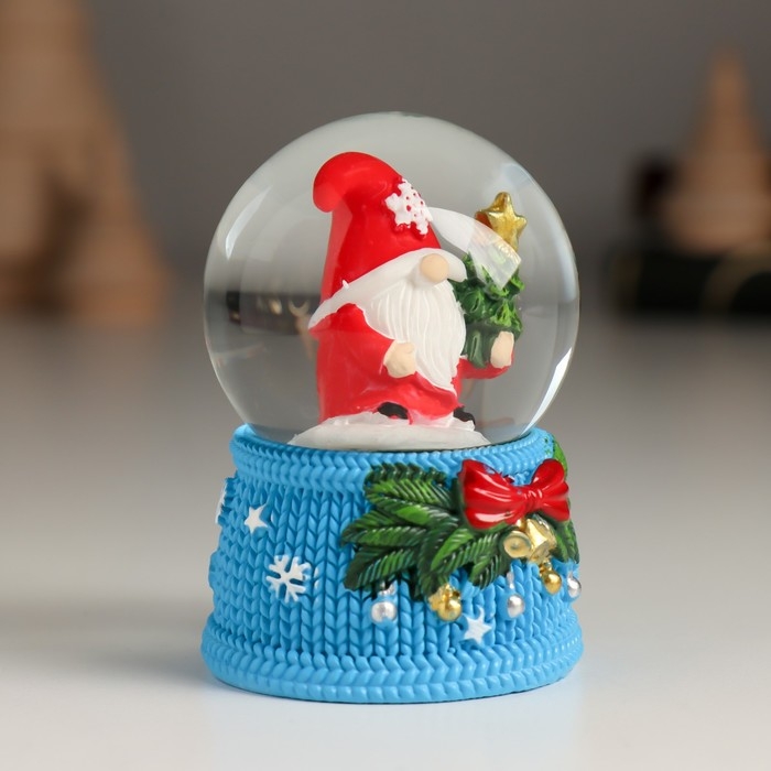 Сувенир полистоун водяной шар Сувенир полистоун водяной шар "Гномик с бантом и колокольчиками" МИКС 4,6х4,6х6,7 см